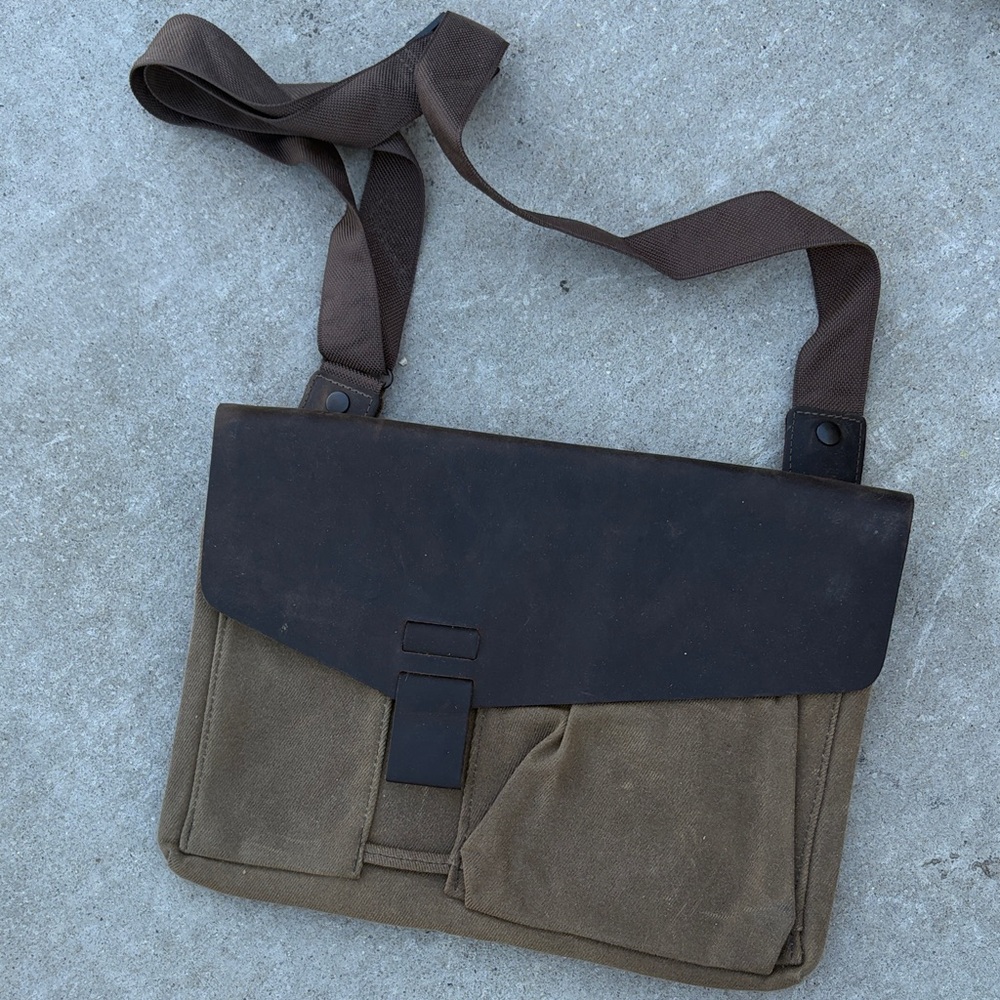 Brown and Tan waxed canvas Men's Bag